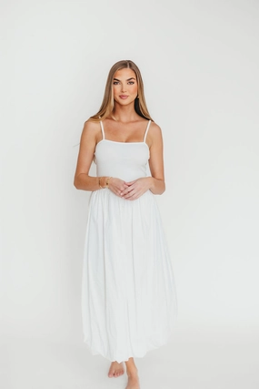 Marisol Bubble Maxi Dress in Off-White *Final-Sale* Cool Structure