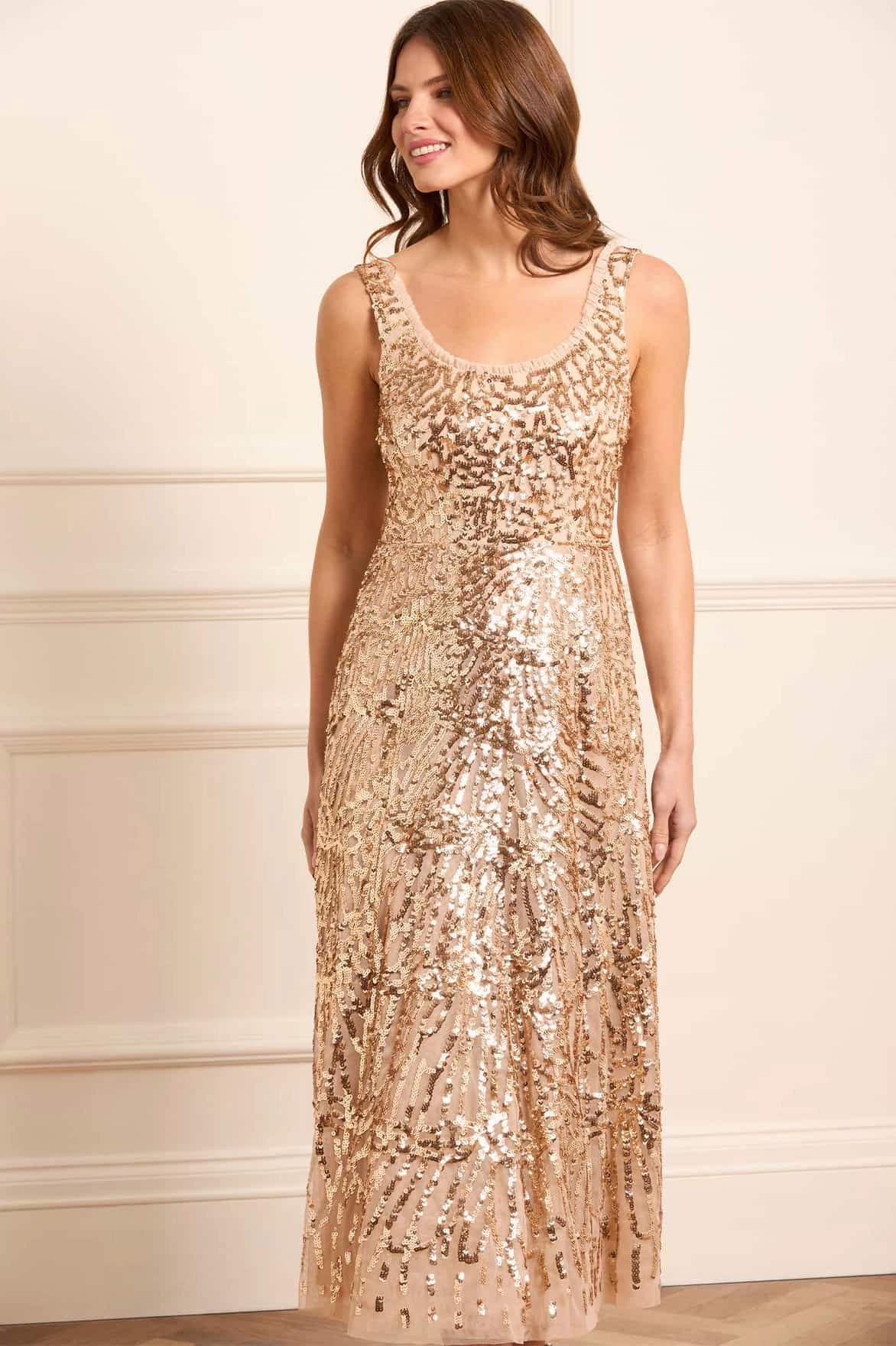 Winter-Season Marquet Scoop Neck Ballerina Dress