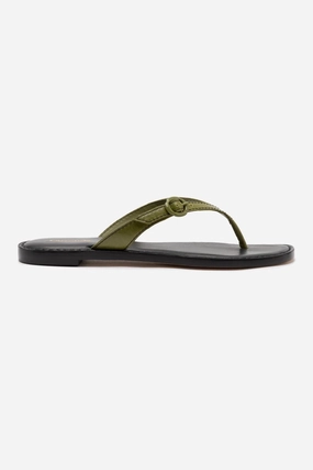 Comfort Grip Rain Step Mary Kate Flat Sandal In Seaweed Leather