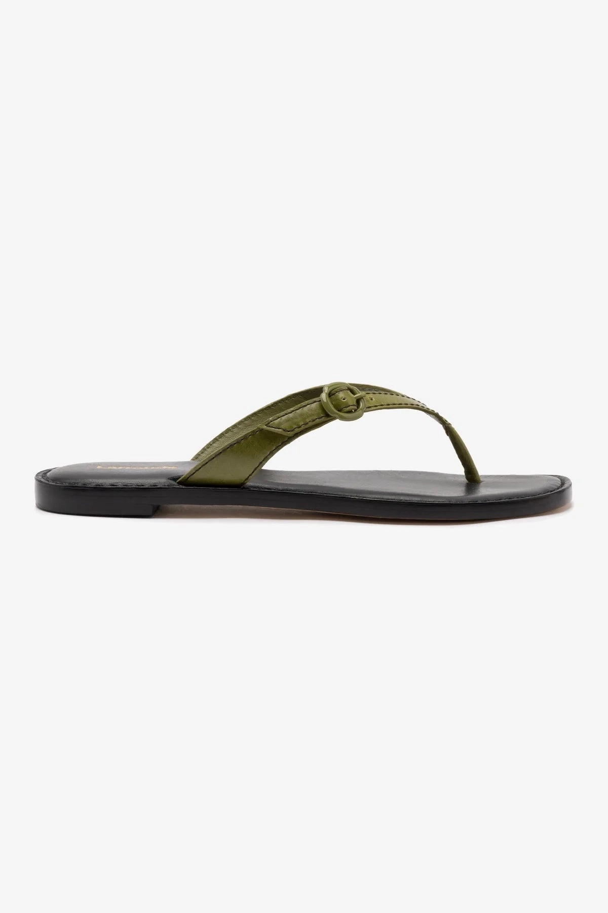 Mary Kate Flat Sandal In Seaweed Leather Non Slip Tread Pattern Grab Now