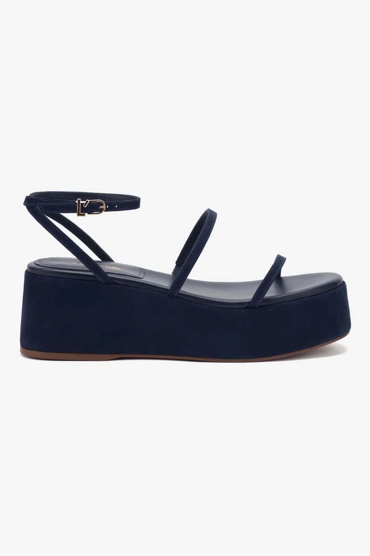 Slip Resistant Gio Flatform Sandal In Navy Suede