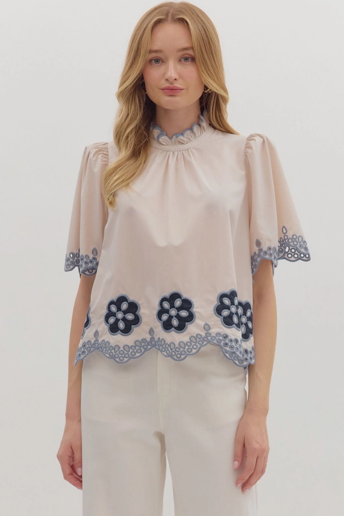 Casual Wear Mavis Crochet Trim Top