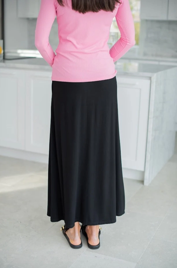 All Day Comfort Mayas Place Black Flowy Maxi