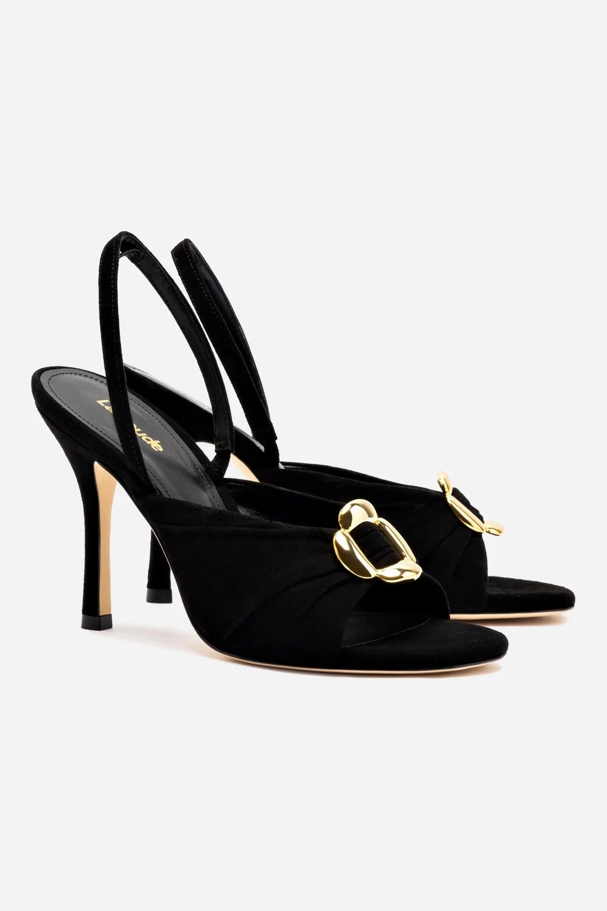 Mayfair Sandal In Black Suede Bunion Friendly Structure Dry Base