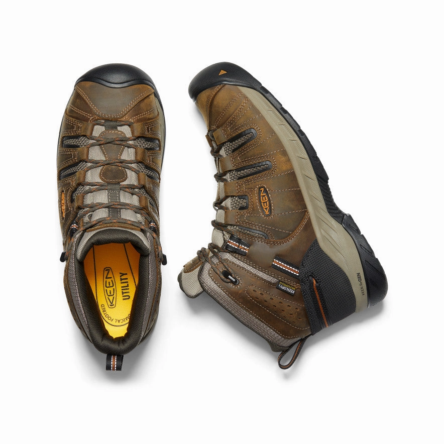 Comfortable Men's Flint II Waterproof Mid (Soft Toe)  |  Black Olive/Brindle