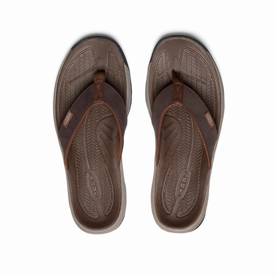 Quick Fit Walk Slip On Ease Men's Kona Leather Flip-Flop  |  Java/Dark Earth