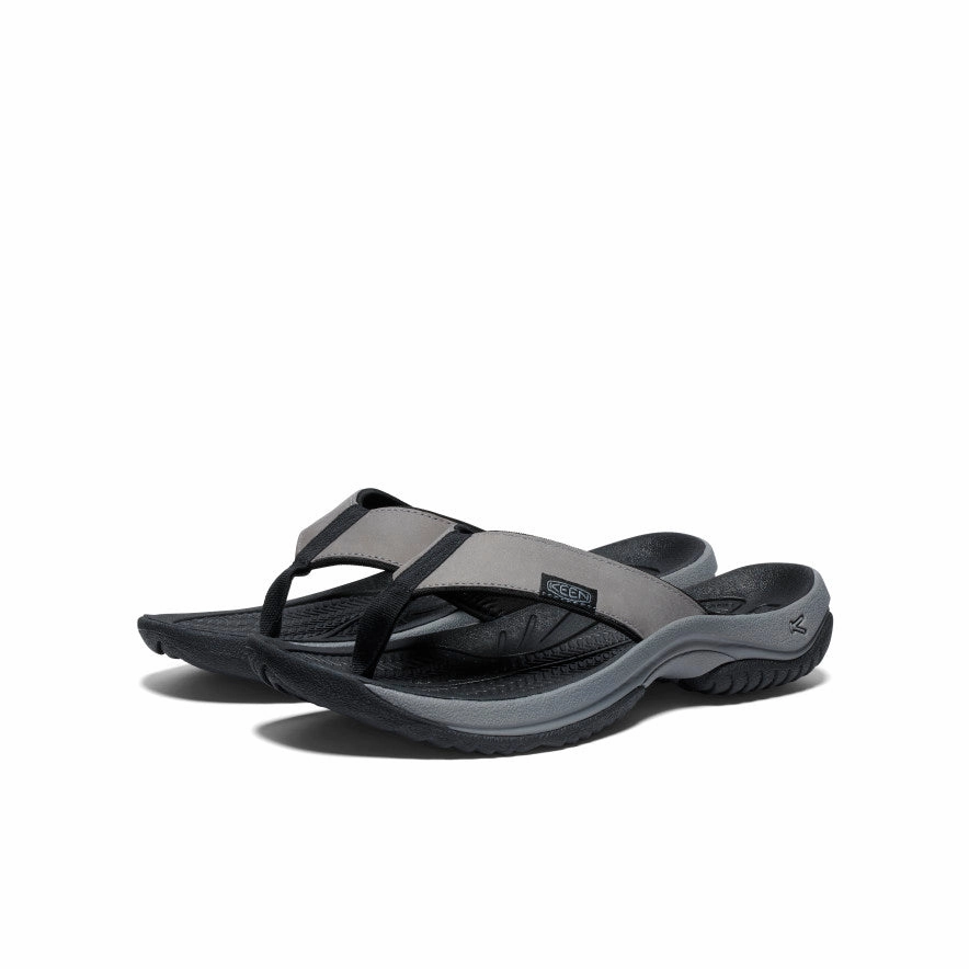 Men's Kona Leather Flip-Flop  |  Steel Grey/Black Molded Footbed