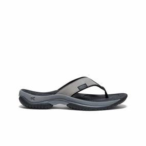 Torsional Stability Trail Friendly Men's Kona Leather Flip-Flop  |  Steel Grey/Black