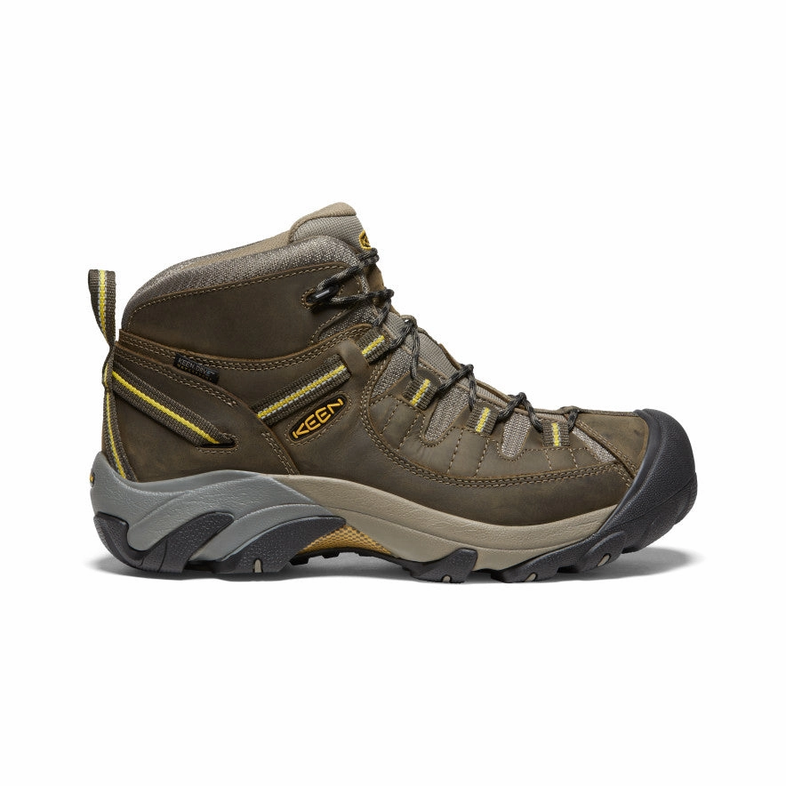 Flexible Shaft Strong Grip Men's Targhee II Mid Waterproof Hiking Boots  |  Black Olive/Yellow