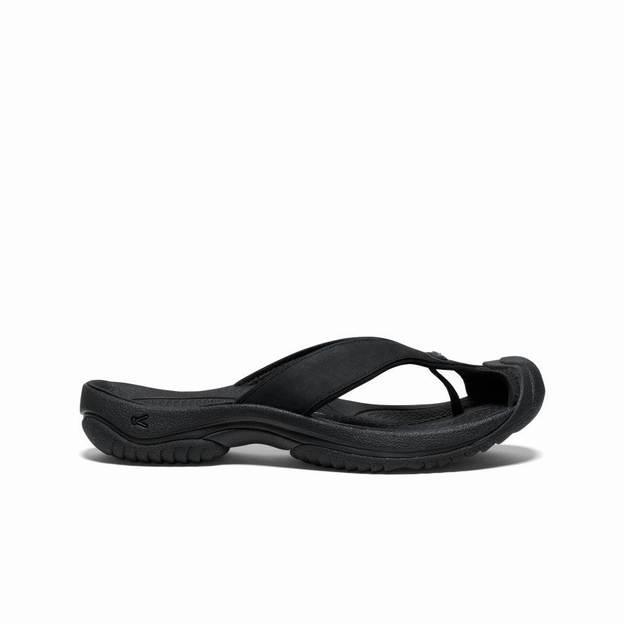 Quick Slip Men's Waimea Leather Flip-Flop  |  Black/Black