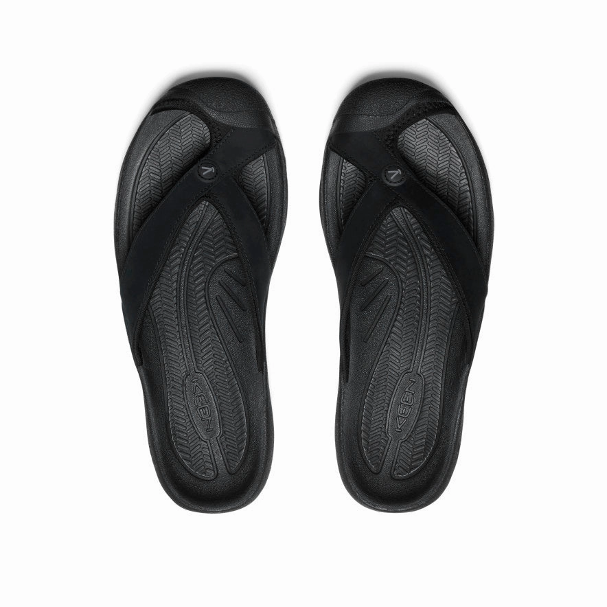 Energy return sole Quick Lock Men's Waimea Leather Flip-Flop  |  Black/Black