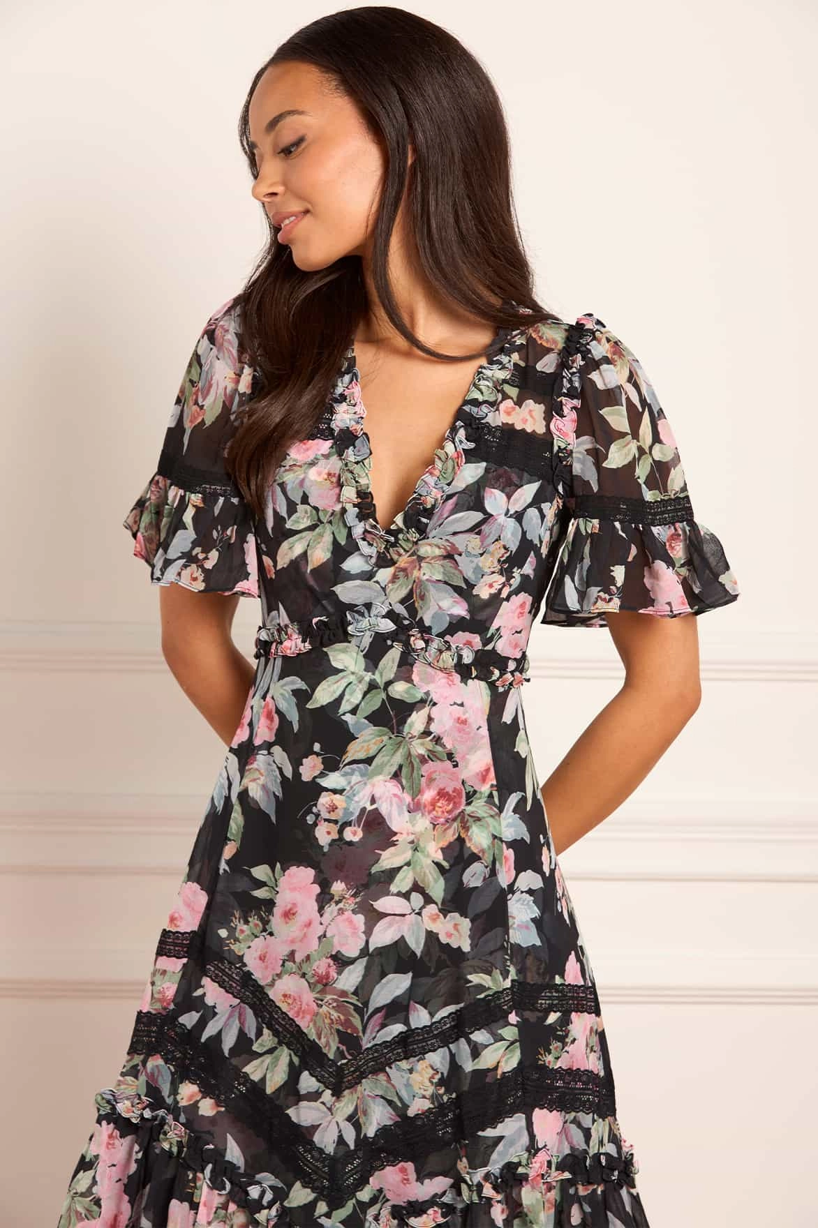 Relaxed Mood Comfy Fit Wear Paradise Garden Sonata Georgette Ballerina Dress