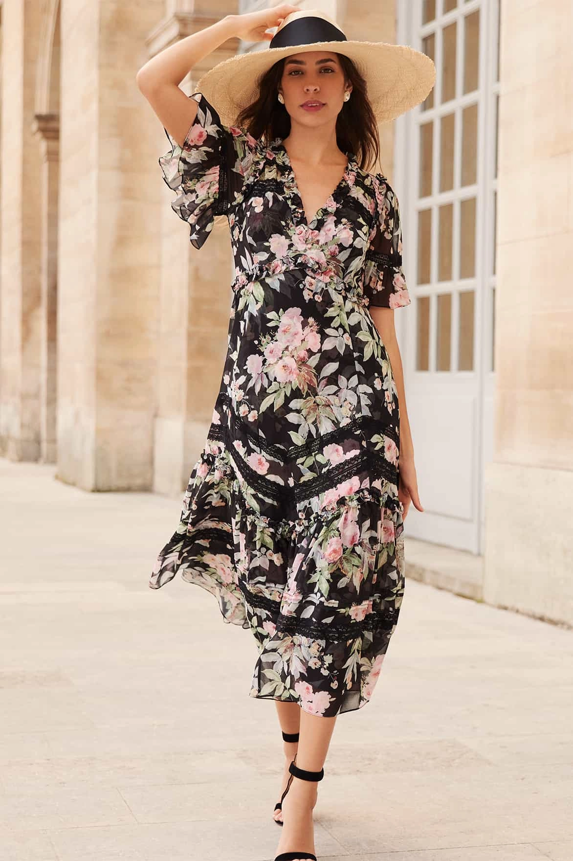 City Ready Work Look Paradise Garden Sonata Georgette Ballerina Dress