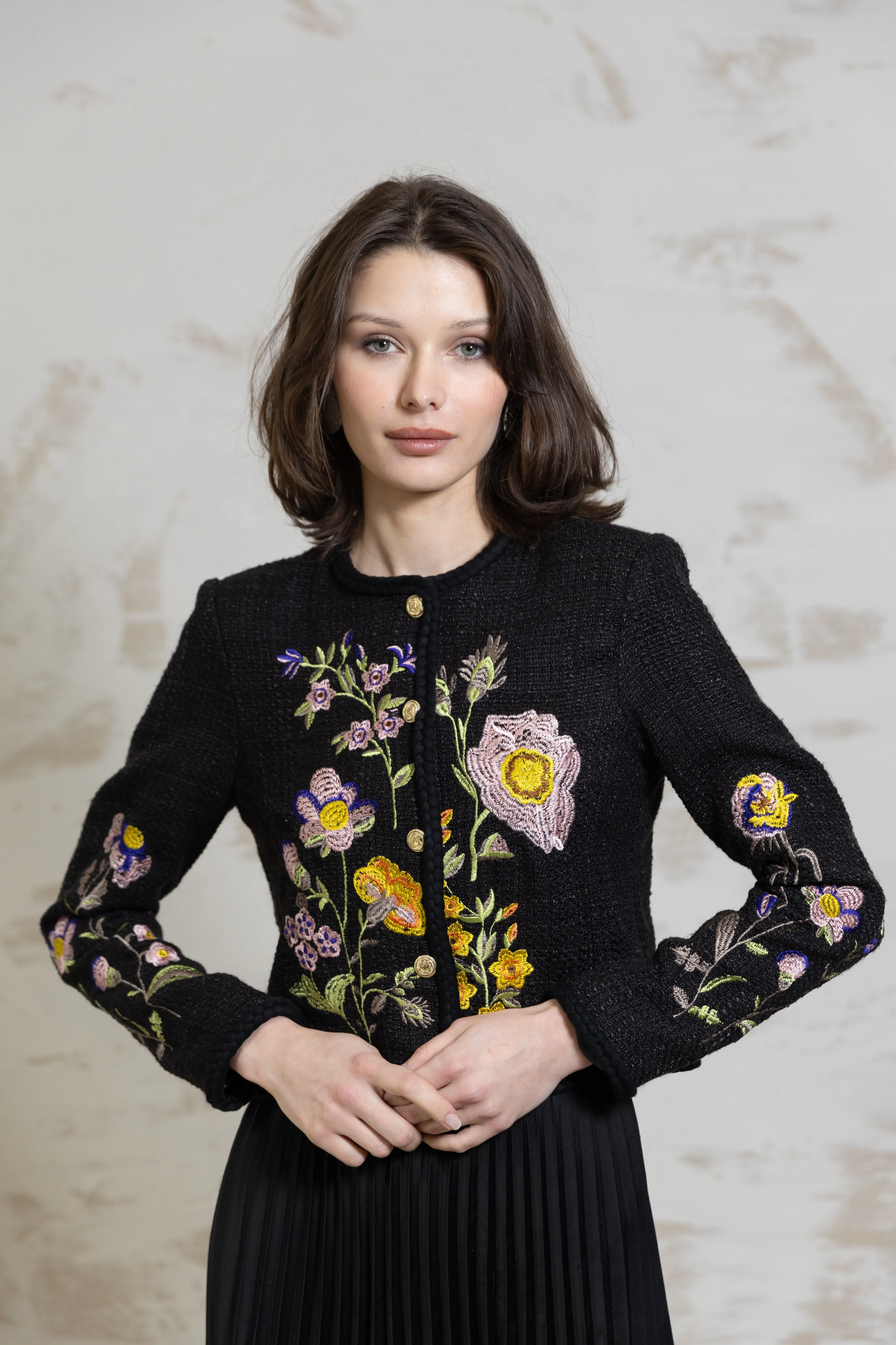 Blossom Floral Blazer RibbedTrim