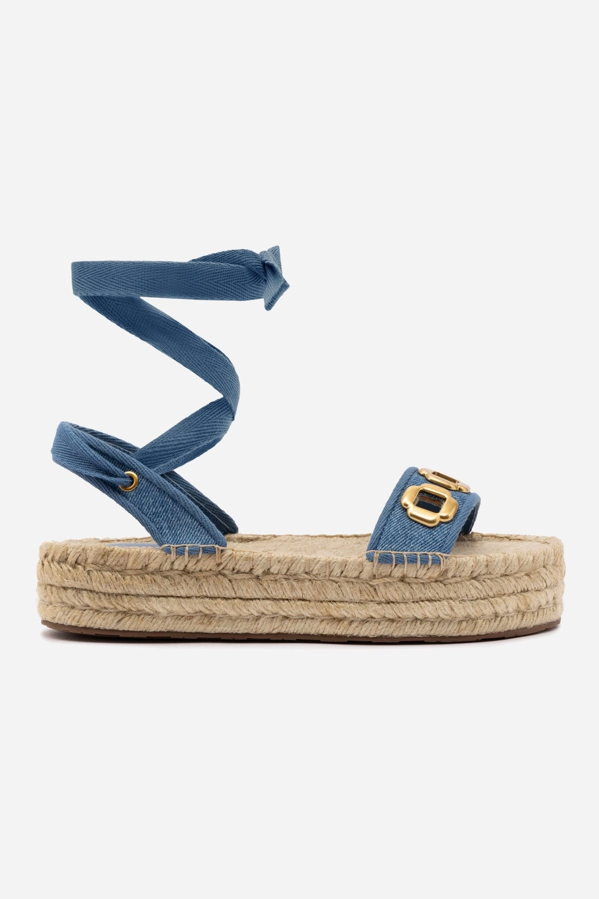 Ultra Light Construction Milan Espadrille Flatform In Blue Stoned Denim