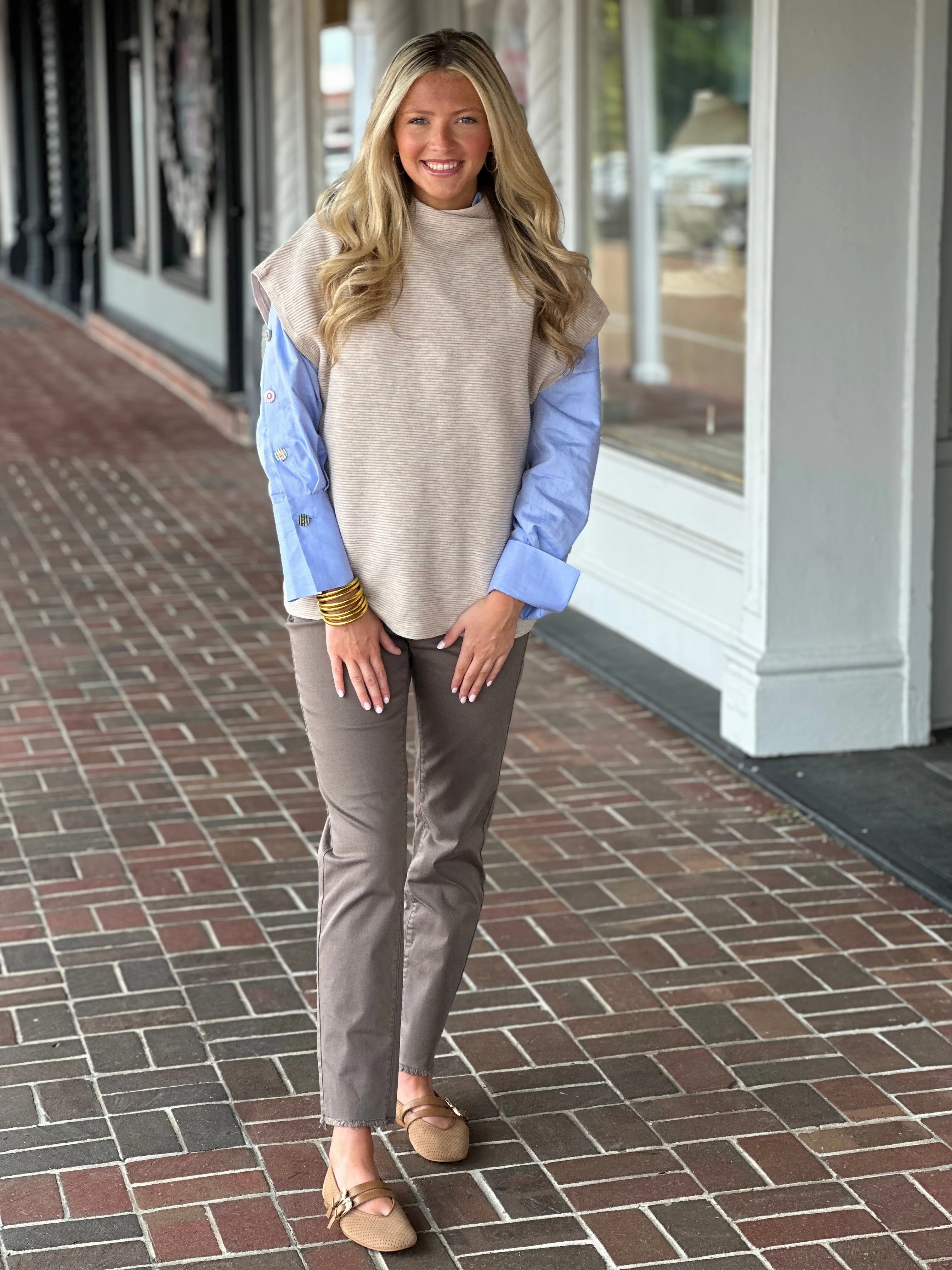 Odor Neutralizing Technology French Dressing Ottoman Cap Sleeve Sweater in Oat