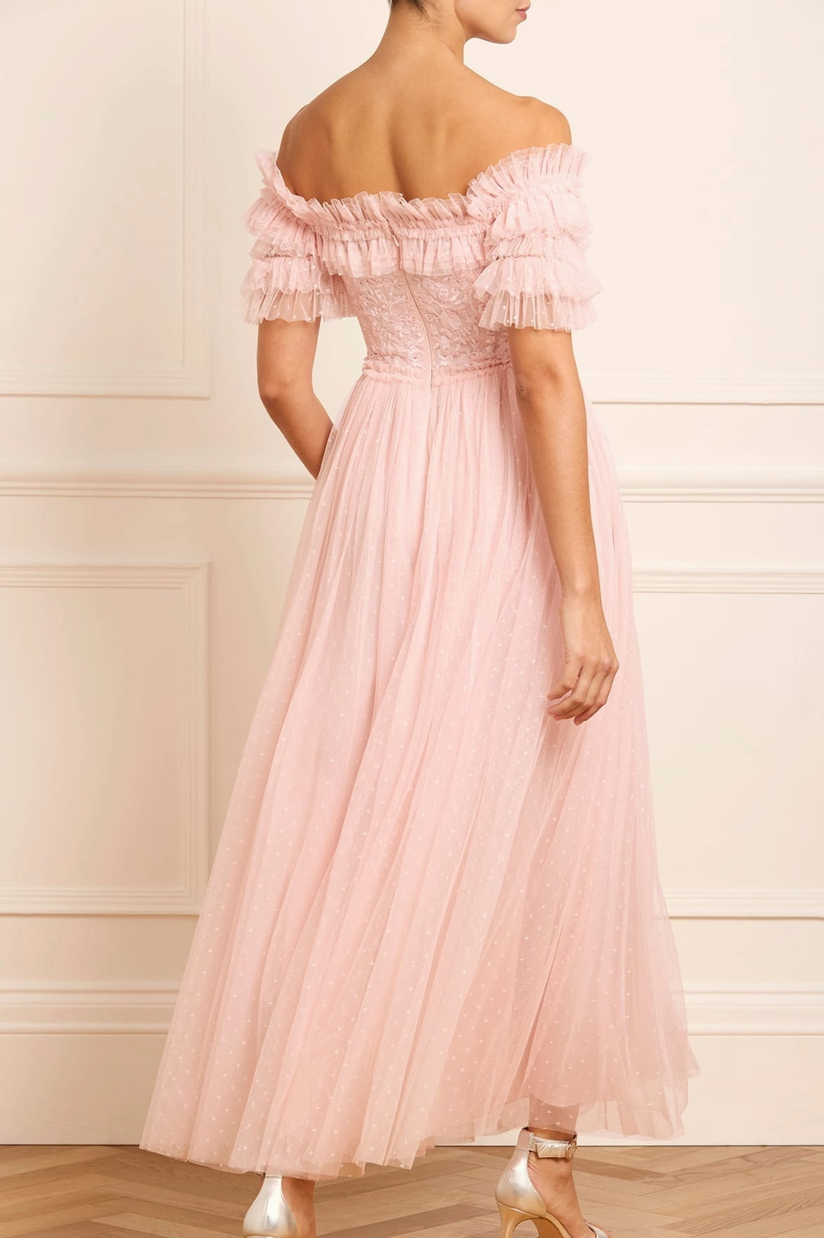 Work Flex Midsummer Lace Bodice Off-Shoulder Ankle Gown