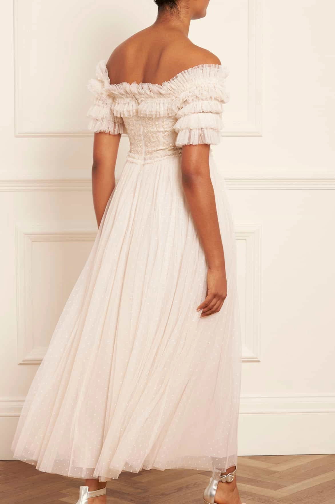 Midsummer Lace Bodice Off-Shoulder Ankle Gown Tactile Feel