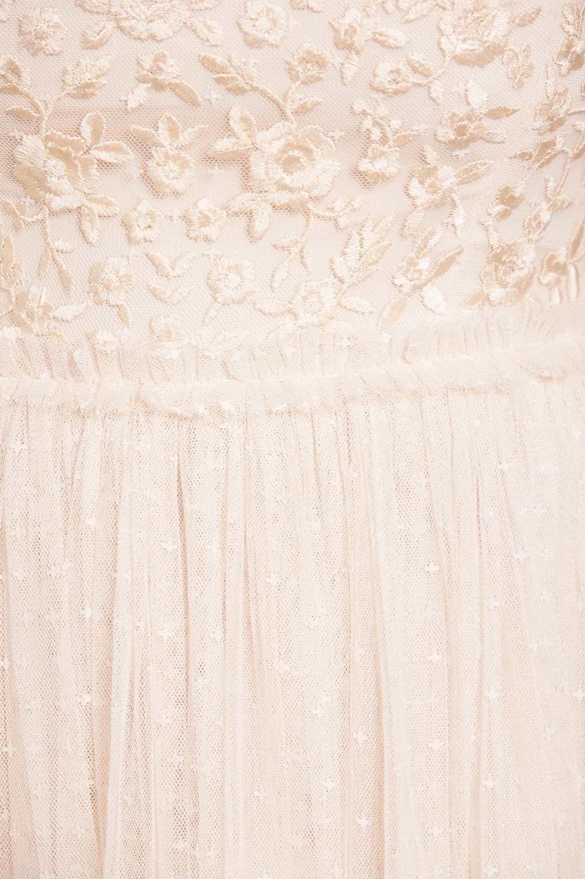 Midsummer Lace Bodice Off-Shoulder Ankle Gown Silky Movement Sophisticated Appeal