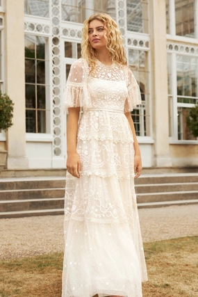 Comfortable travel dress Midsummer Lace Round Neck Gown
