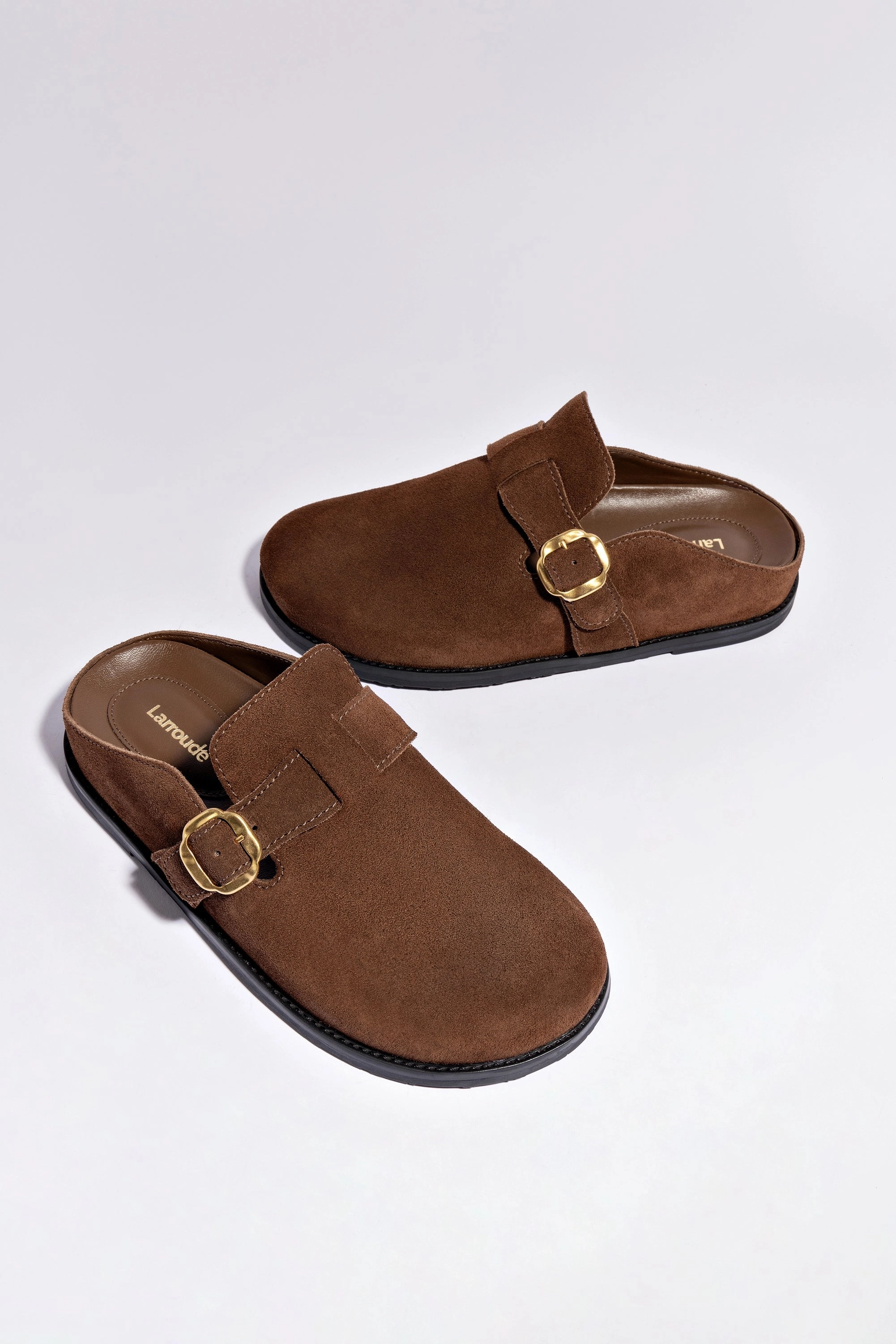 Slip Resistant Sole Tech Knit Milan Clog In Brown Suede