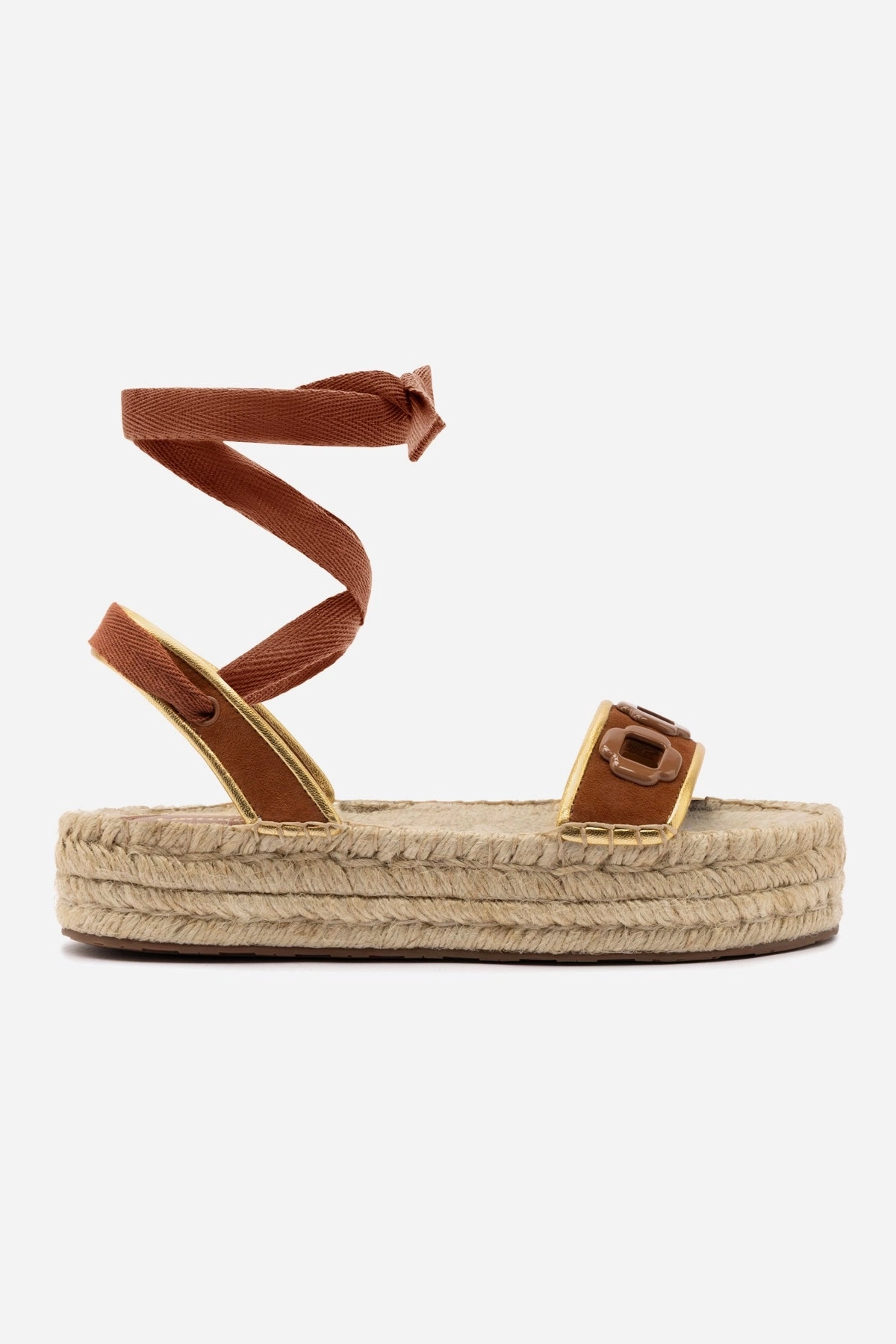 Ergonomic Wellness Seekers Freeze Grip Milan Espadrille Flatform In Caramel Suede