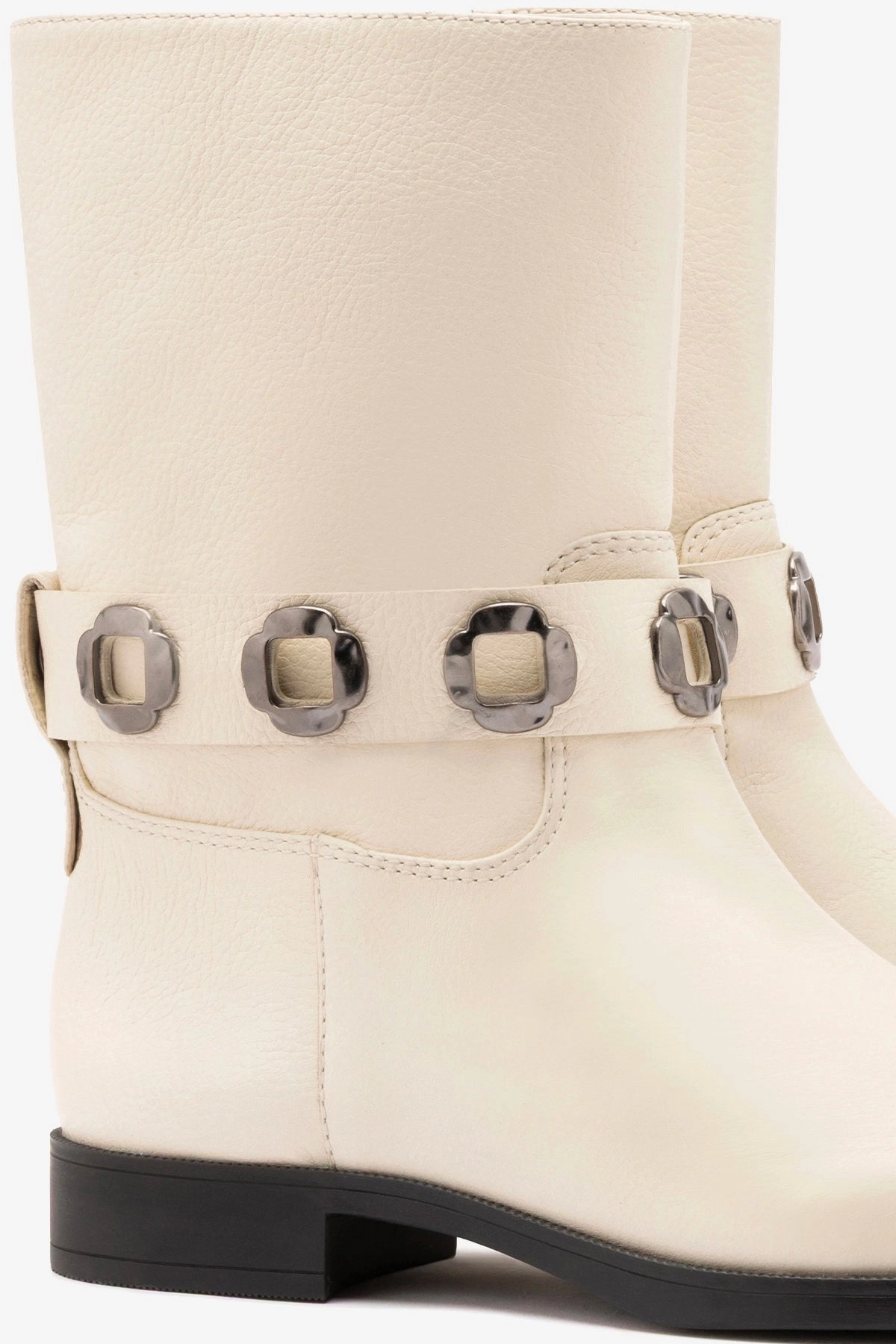 Milan Flat Bootie In Ivory Leather Mom Safe Dust Guard