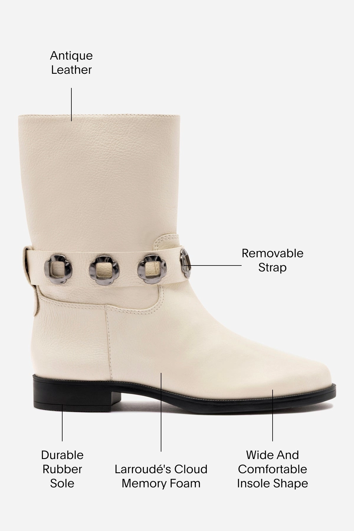 Eco Friendly Minimalist Fans Grace Walk Milan Flat Bootie In Ivory Leather