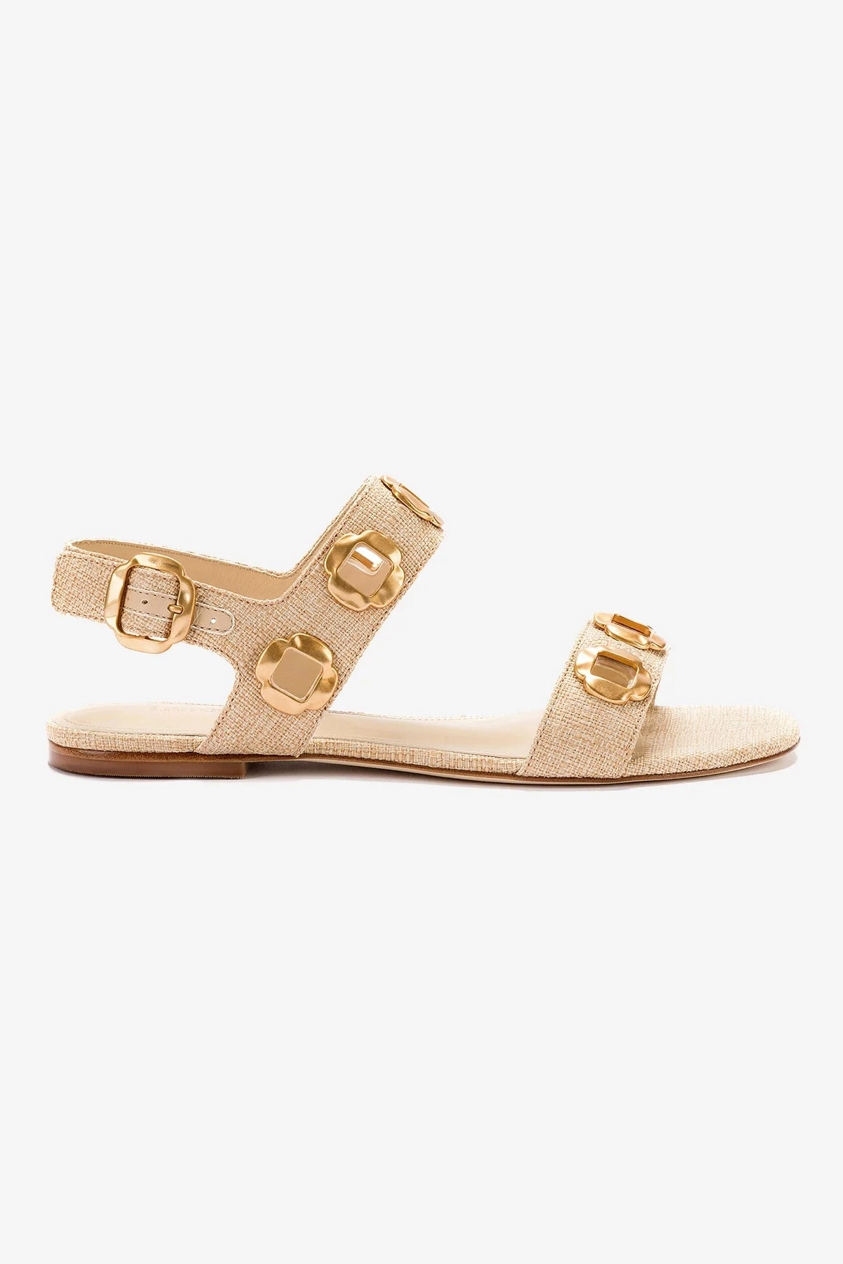 heel cup Milan Flat Sandal In Beige Raffia