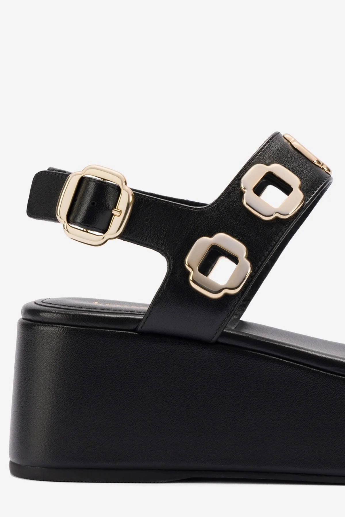 Bounce Edge Korean Trend Milan Flatform Sandal In Black Leather