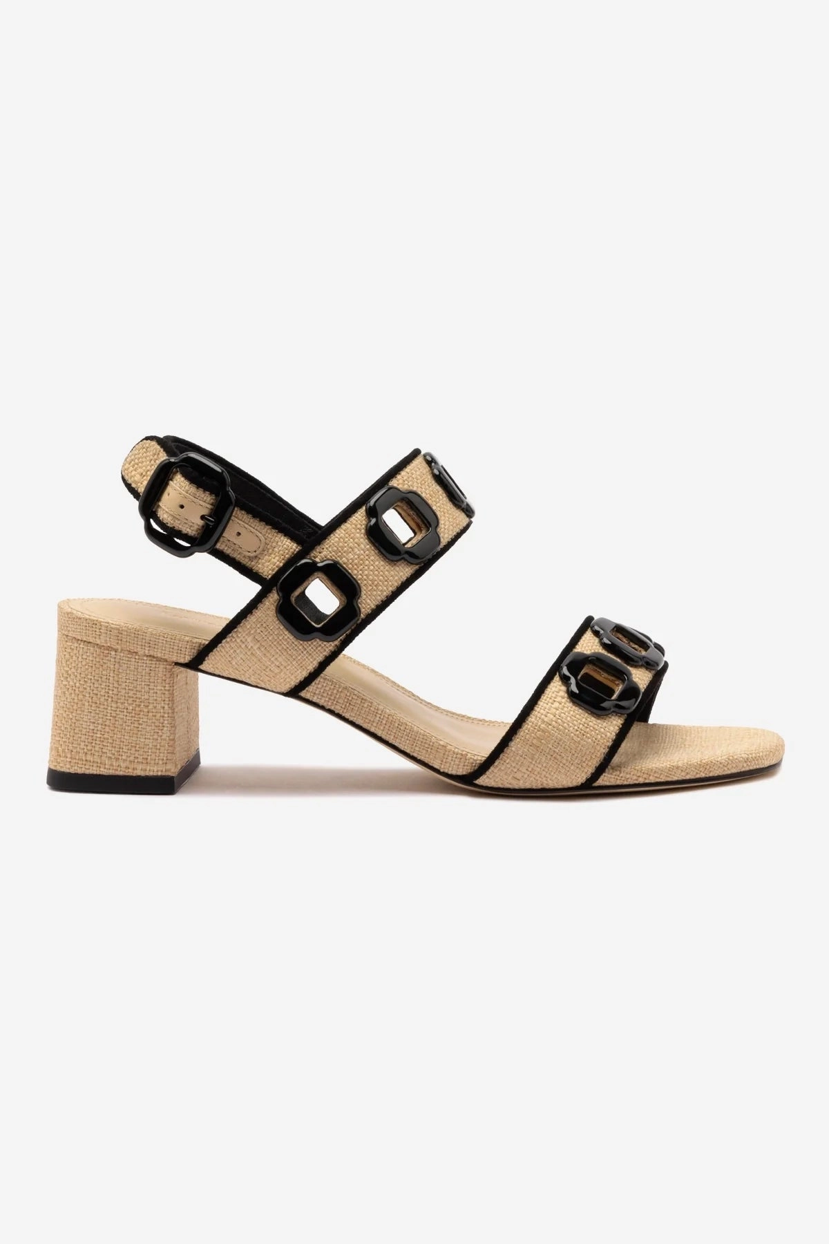 Quick Flex Breathable Indoor Fitness Milan Sandal In Beige Raffia and Black Trimming