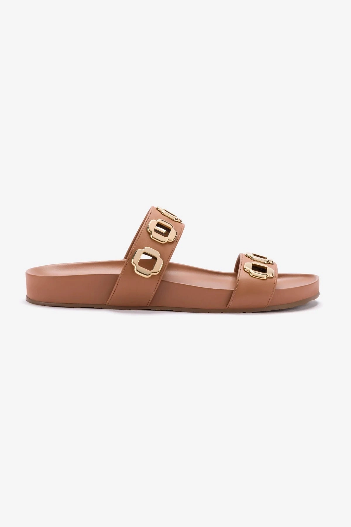 Milan Slide In Caramel Leather mud proof