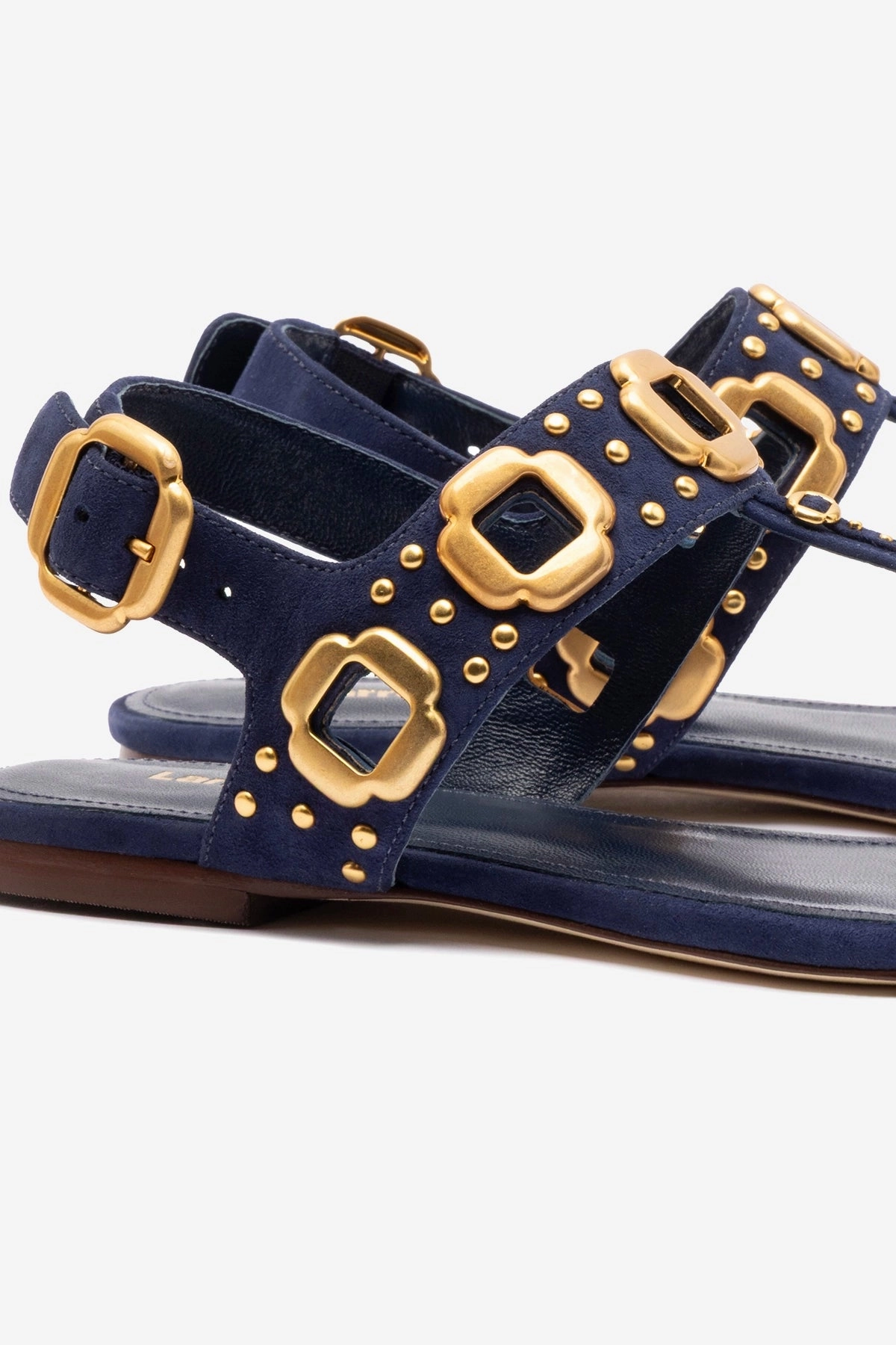 Heat Guard Milan Studs Thong Sandal In Navy Suede