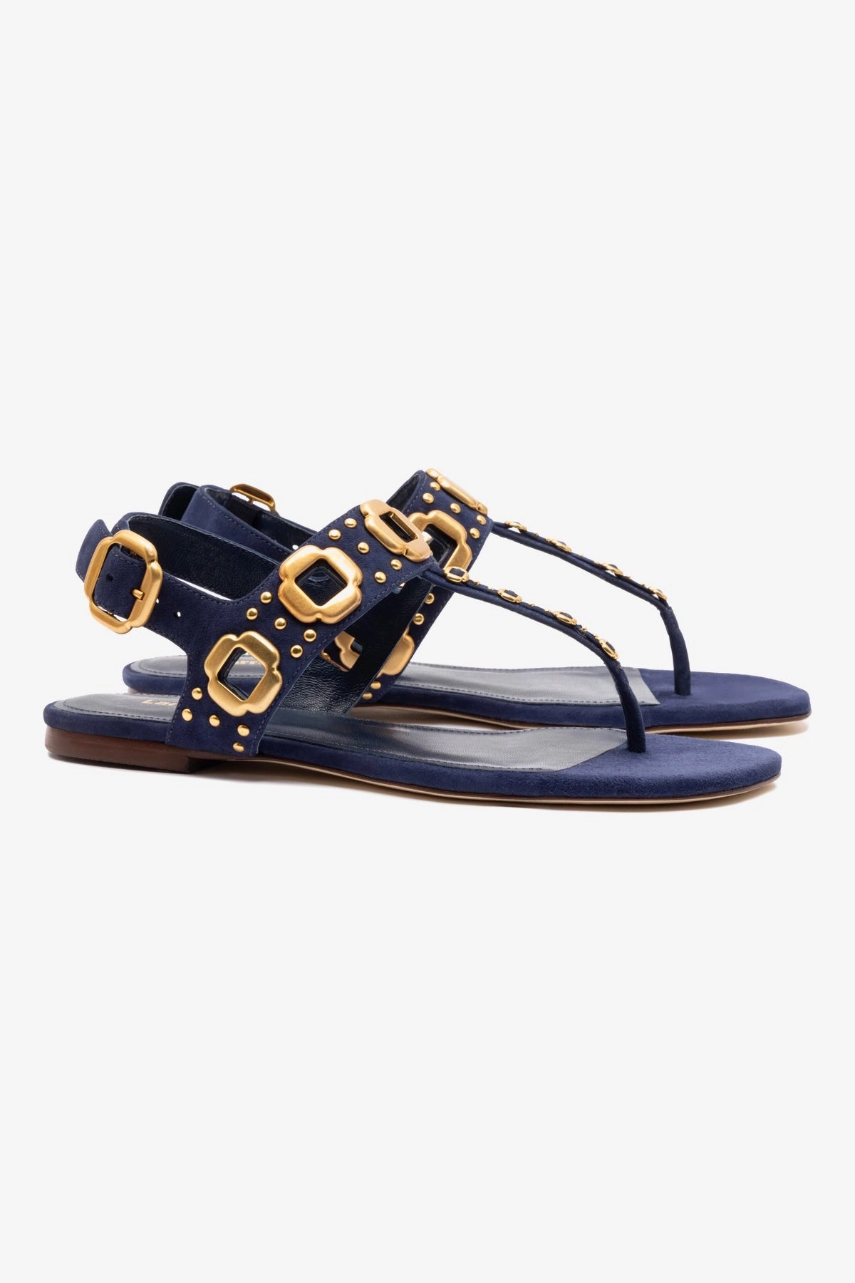 AI Path Milan Studs Thong Sandal In Navy Suede