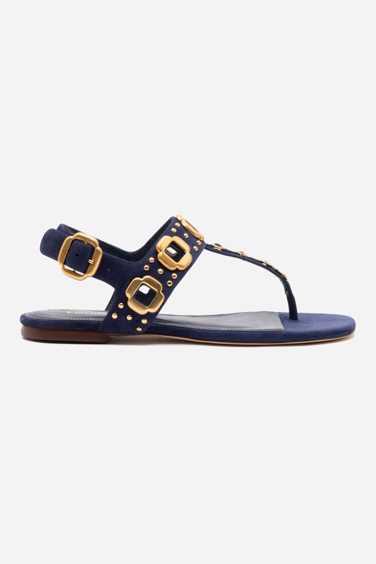 Comfort Enhancement Reinforced toe Milan Studs Thong Sandal In Navy Suede