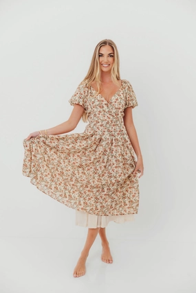 Relax Comfort Milania Midi Dress in Ivory Floral