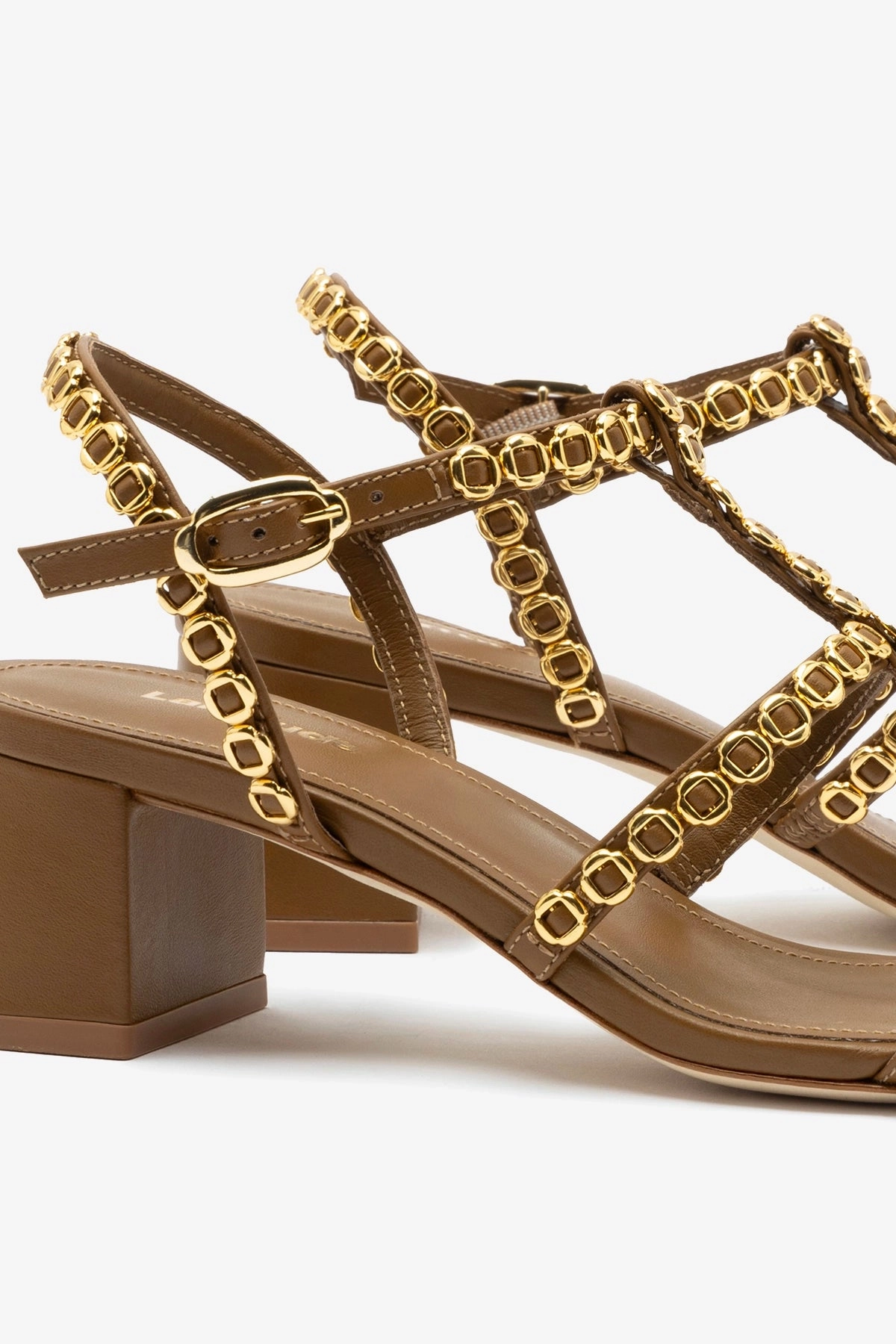 Milanina Block Sandal In Russet Leather Water Edge