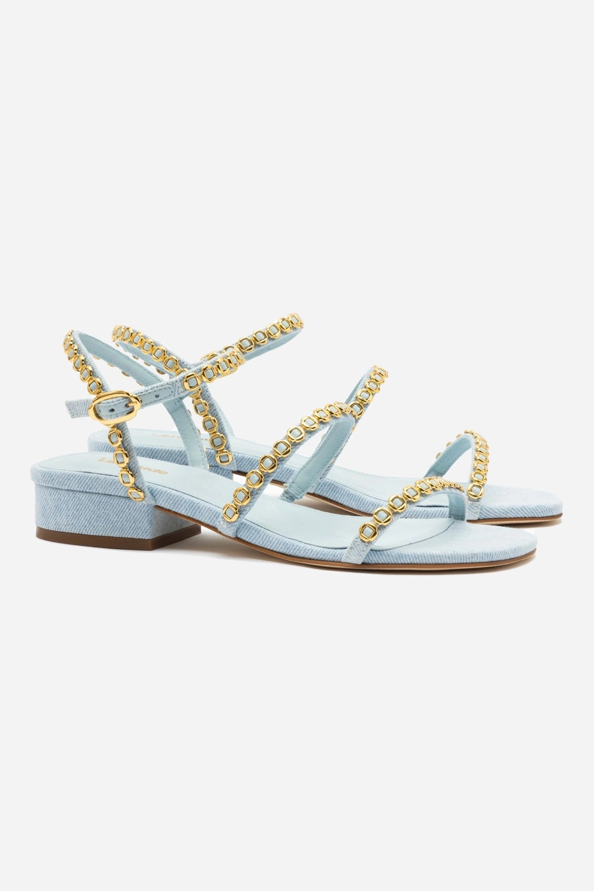 Milanina Flat Sandal In Maya Denim Field Fast
