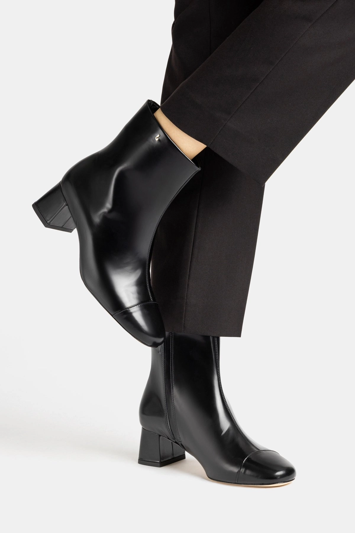 Mini Edie Boot In Black Box Leather Swim Edge