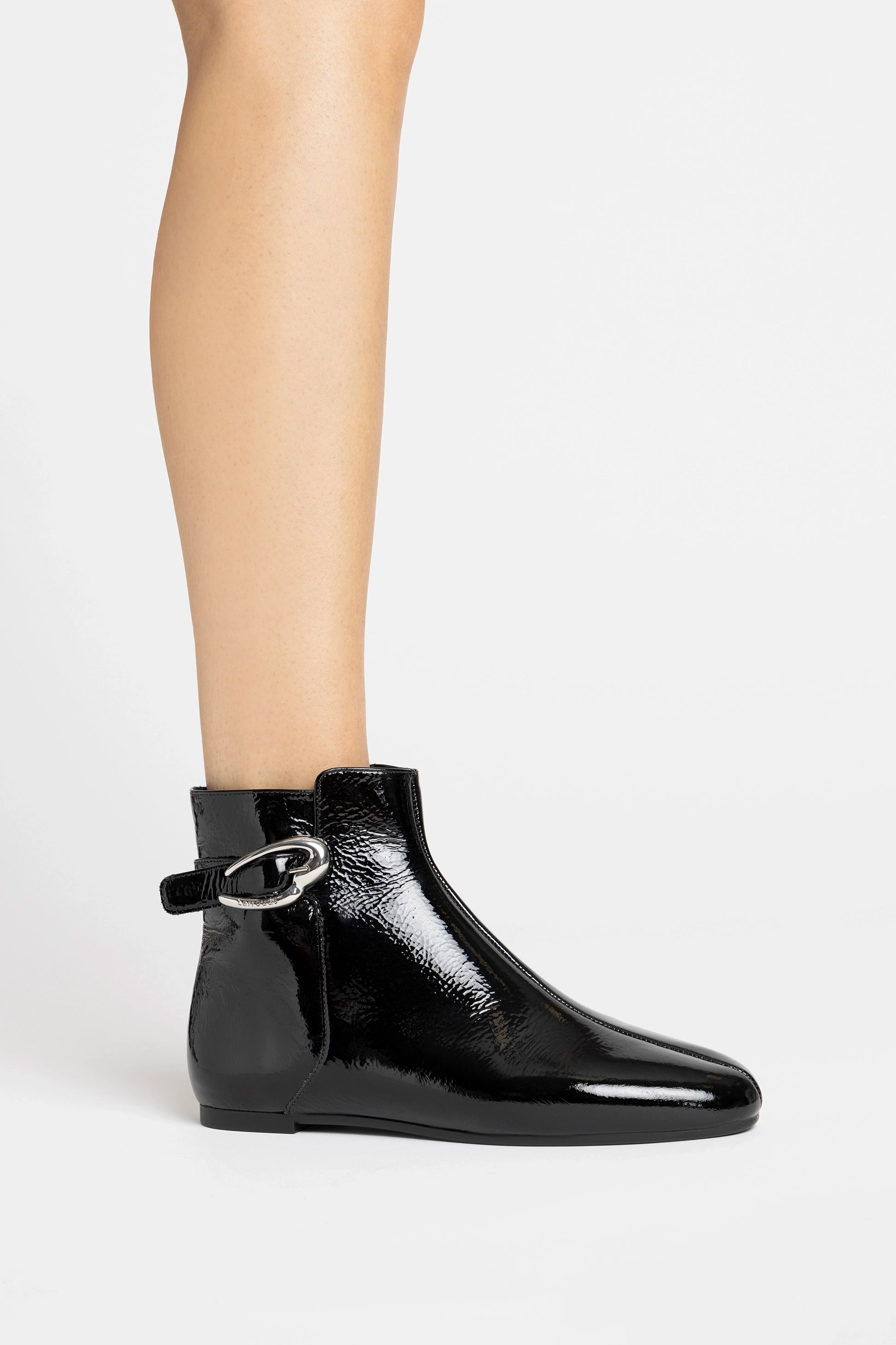 All Day Comfort Fit Mini Verona Boot In Black Patent Leather