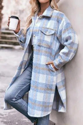 FrictionResistant Edges WOMEN OVERSIZED KNEE LENGTH PLAID COAT