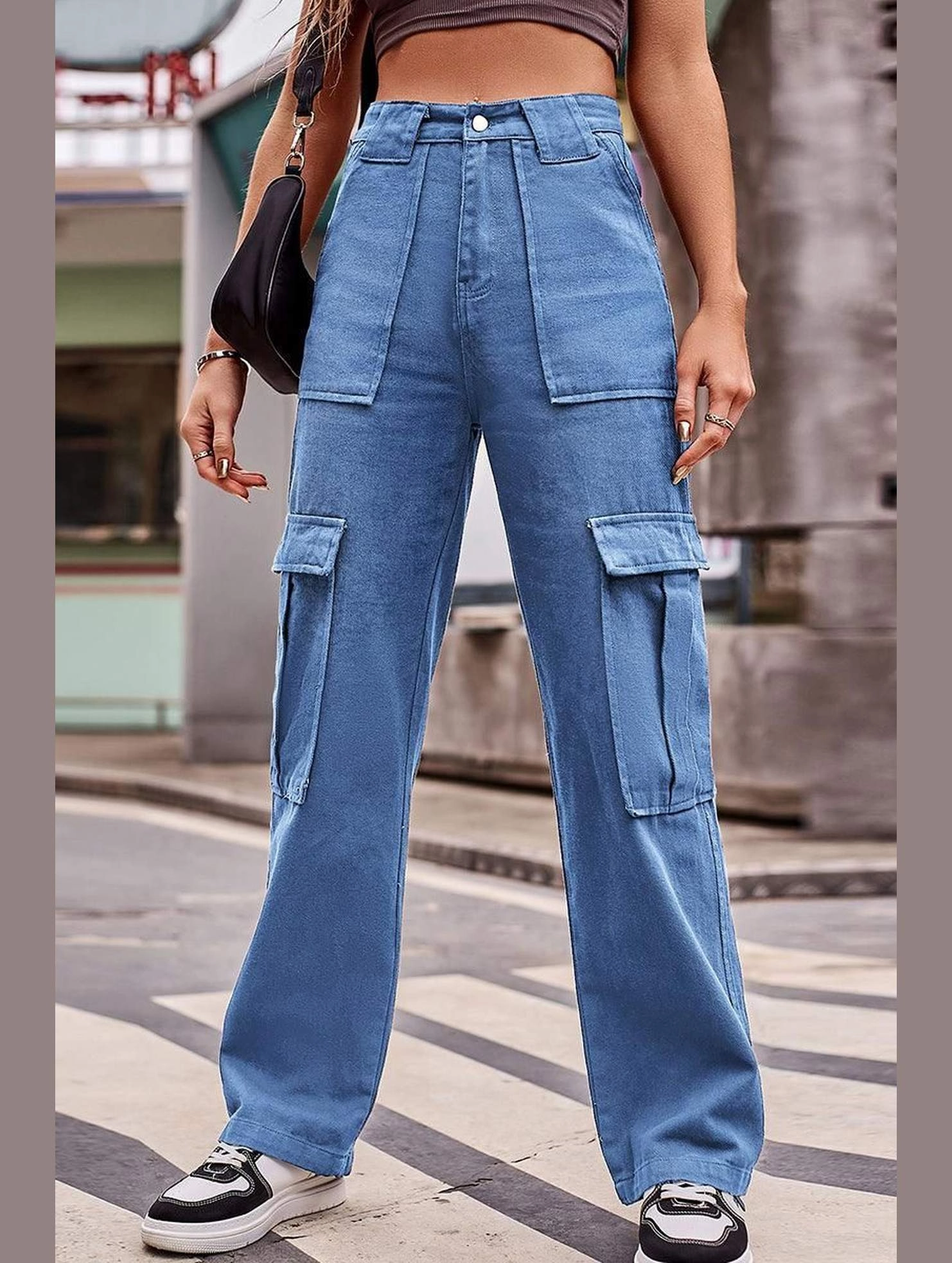 MULTI POCKET CASUAL DENIM PANTS Performance Design Fit Soft Touch Material