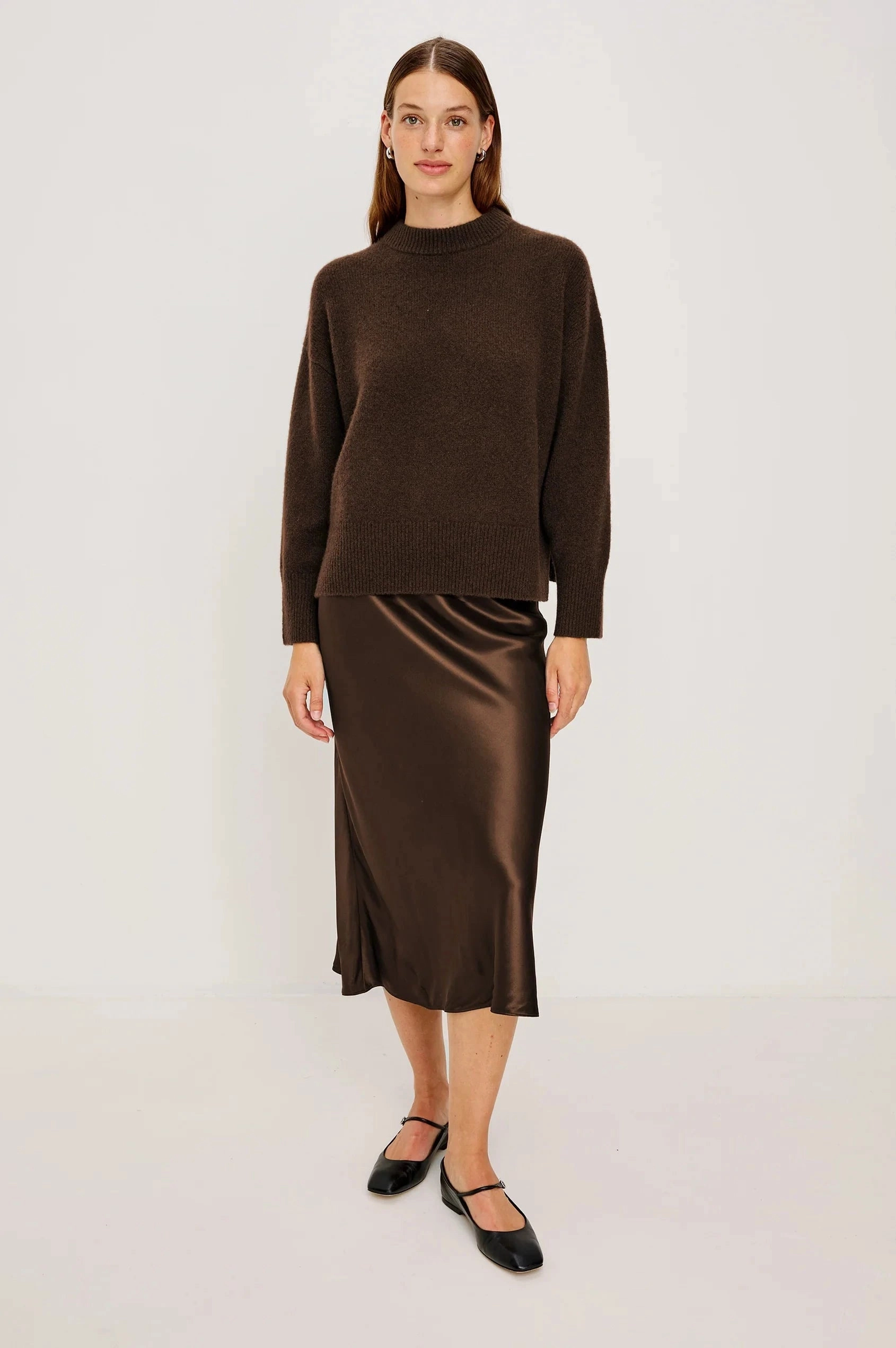 DoubleNeedle Stitching Miranda Sweater Chocolate