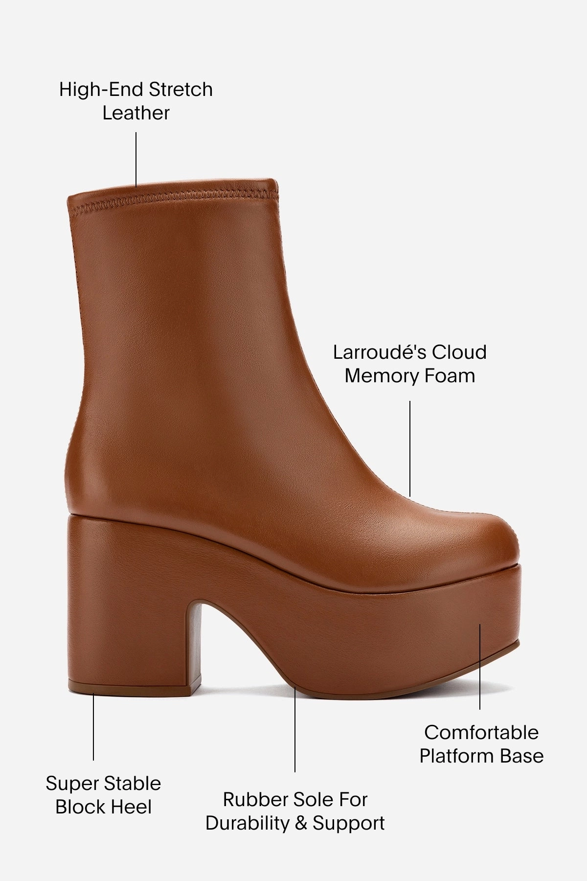 Care Ease Summer Base Miso Platform Boot In Caramel Stretch Leather