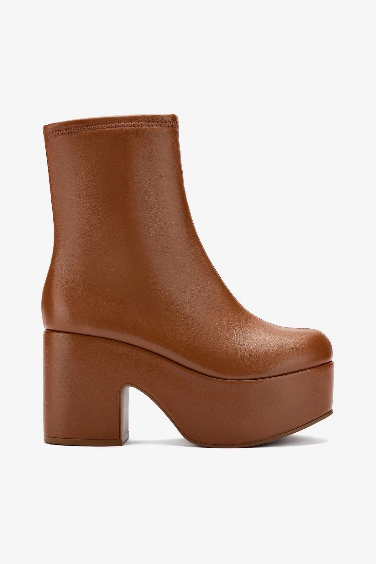 New York Miso Platform Boot In Caramel Stretch Leather