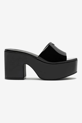 Miso Platform Mule In Black Patent Leather Path Free Linen Air
