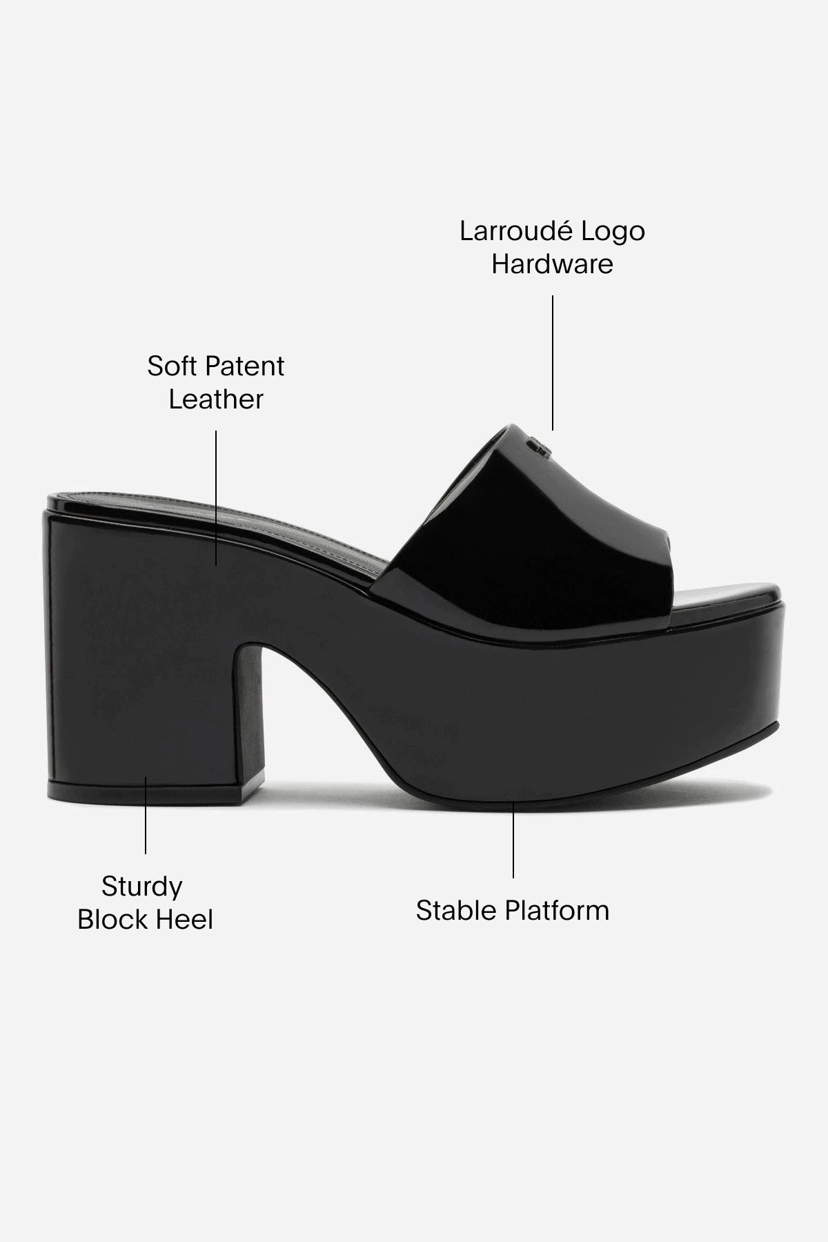 Miso Platform Mule In Black Patent Leather Run Free