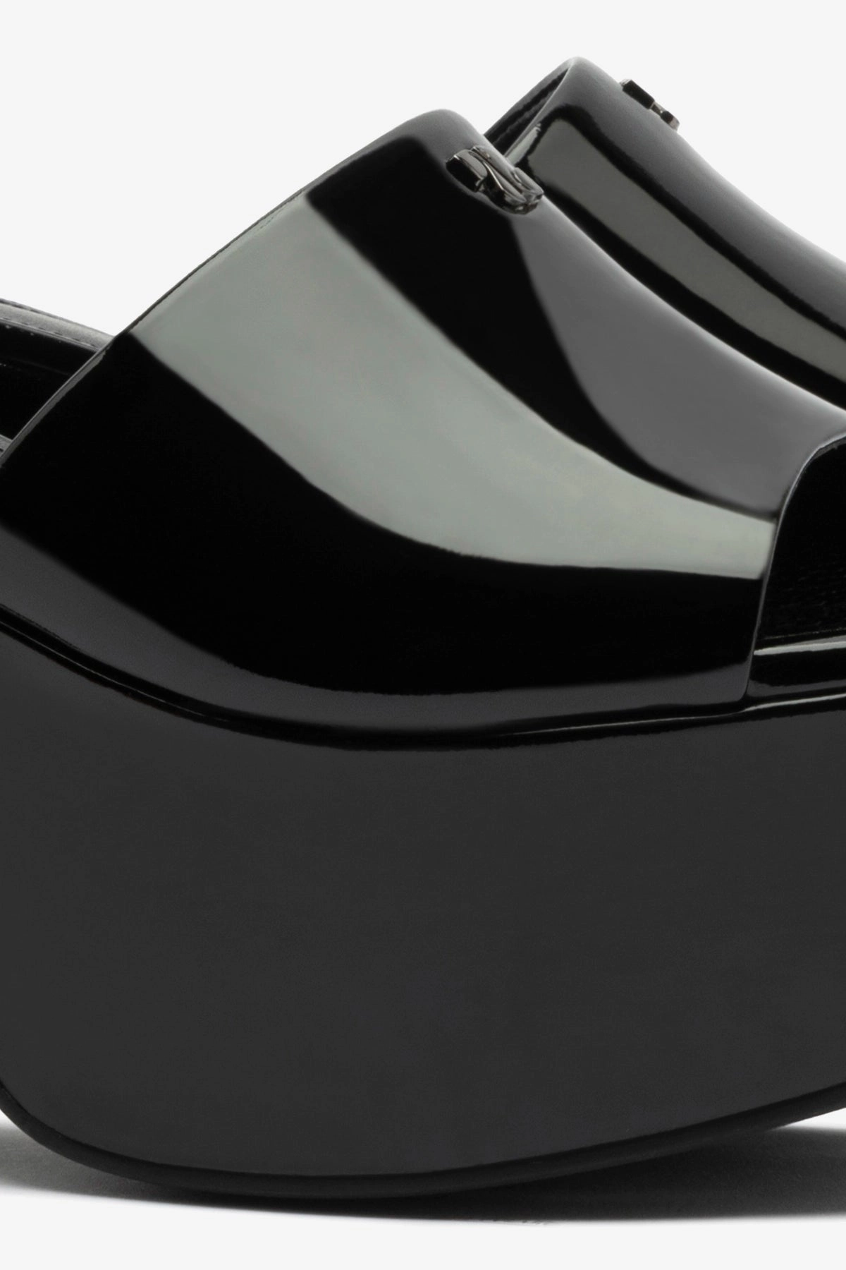 Miso Platform Mule In Black Patent Leather New York