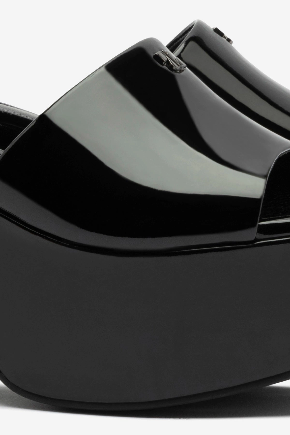 Miso Platform Mule In Black Patent Leather Zero Drop Platform waterproof