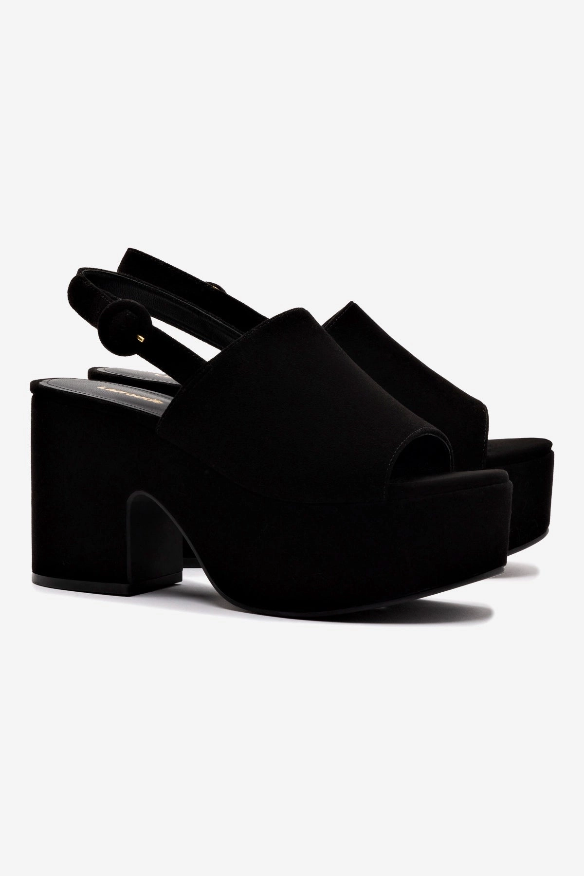 Palm Base Miso Platform Sandal In Black Suede